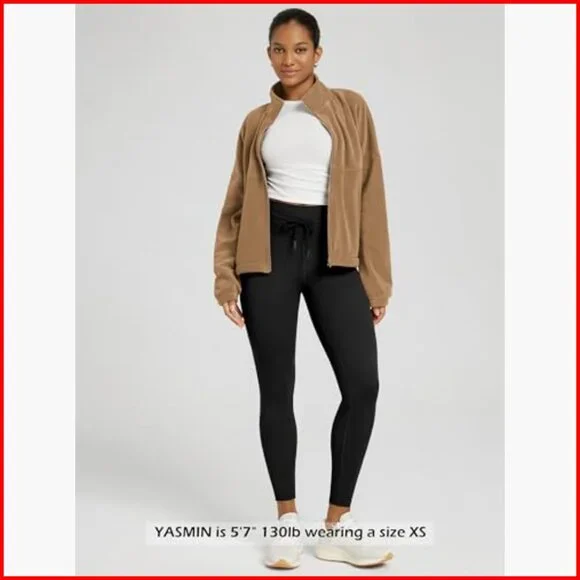 High Waist Workout Leggings with Drawstring, 25" Inseam, 4-Way Stretch - Picture 3 of 7